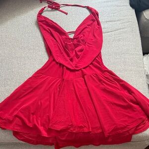 Windsor Red Backless Halter Skater Dress